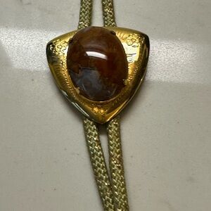 Gold and Brown Stone Bolo Tie